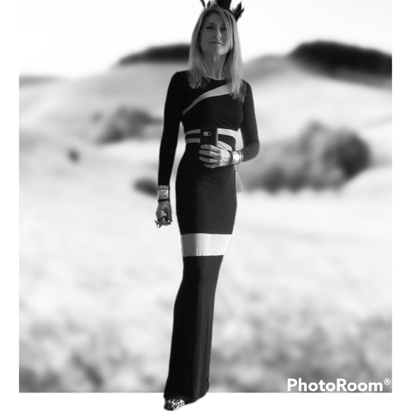 ABS Allen Schwartz Dresses & Skirts - Peekaboo Dress! ABS Allen Schwartz Illusion Inset Maxi Long Black peek a boo